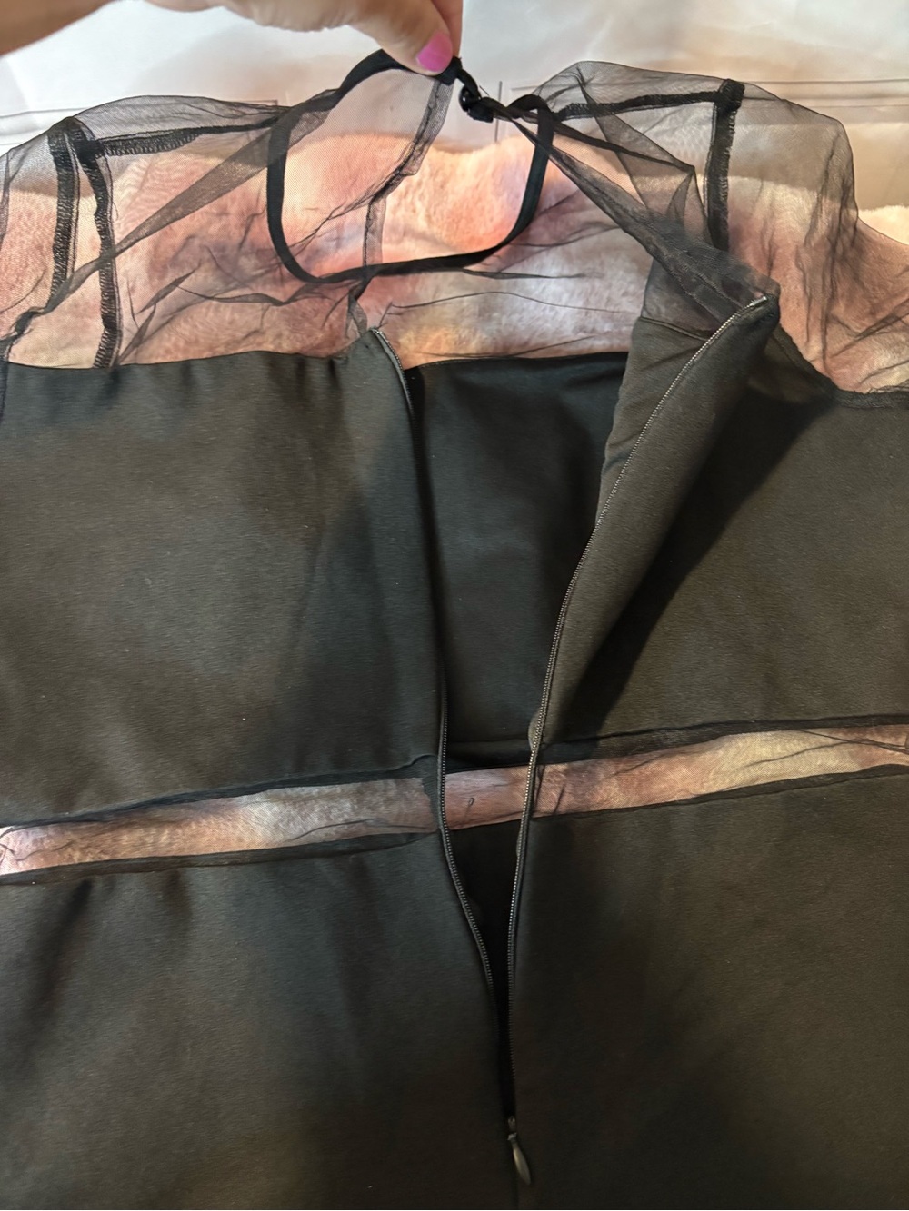 NWOT Lulu’s Black Mesh Short Sleeve Bodycom Midi Dres, Size Large - Picture 8 of 10